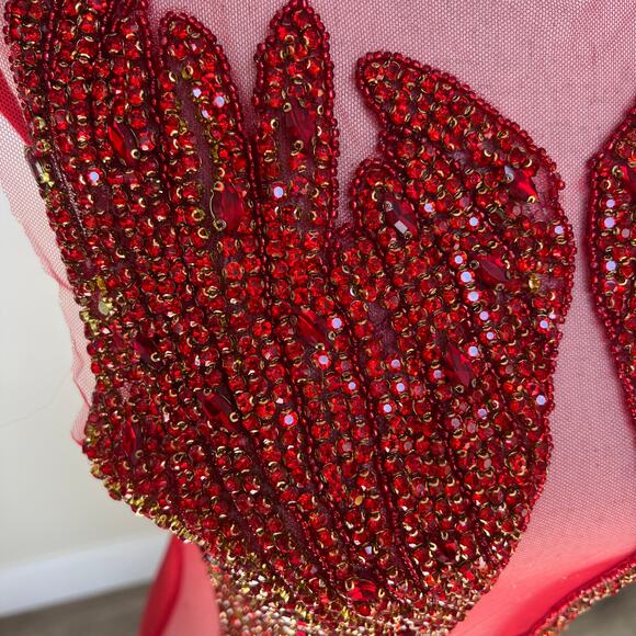 ALGIST Women's Beaded Embellished Mini Dress Size XS/S In Red - Picture 3 of 14